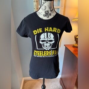 Women’s Die-Hard Pittsburgh Steelers Skull T-Shirt sz Small